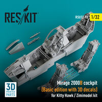 Mirage 2000B Cockpit For Kitty Hawk/Zimimodel Kits (Basic Edition With 3D Decals)  for Kitty Hawk / Zimimodel kit (3D Printed) (1/32)