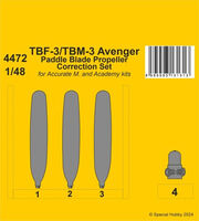 TBF-3/TBM-3 Avenger Paddle Blade Propeller Correction Set (For Accurate M. And Academy Kits)